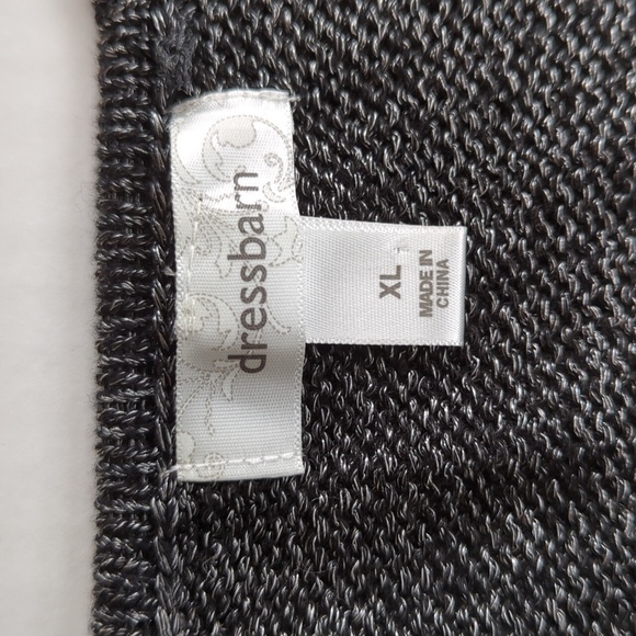 Dress Barn Embellished Studded V Neck Acrylic Nylon Sweater XL Black Gray Silver - Picture 2 of 16